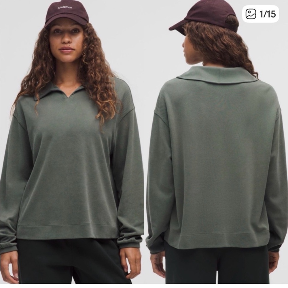 Lululemon softstreme Pique Oversized Long-Sleeve Polo Shirt. Size Medium.